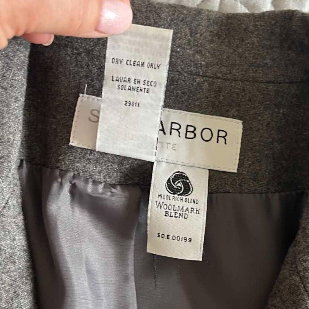 Sag Harbor Jacket Women's size 8P Grey Wool Blend Career Blazer One Button - Picture 3 of 11